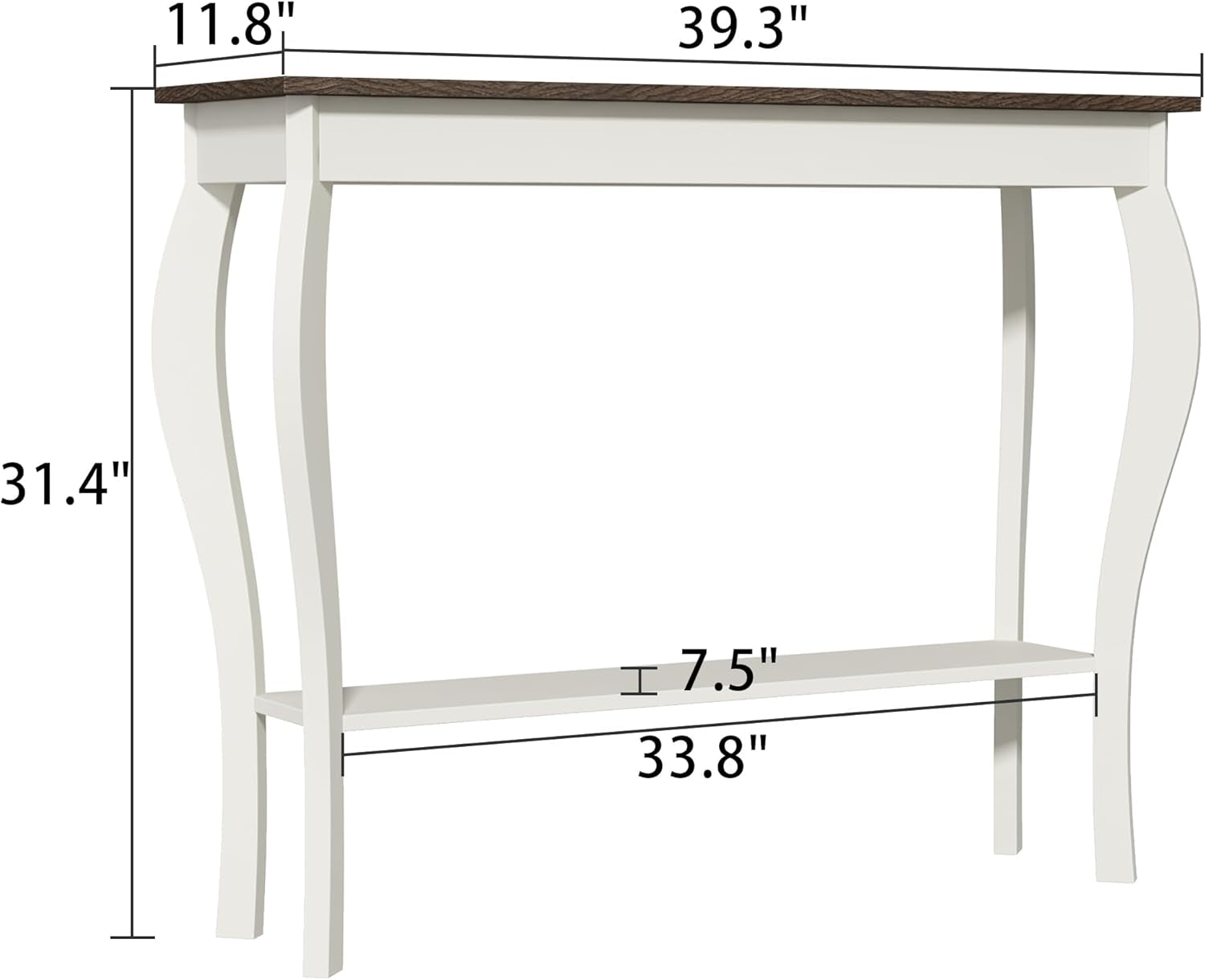 Narrow Farmhouse Console Table, Chic Accent Sofa Table, Entryway Table, Soft White