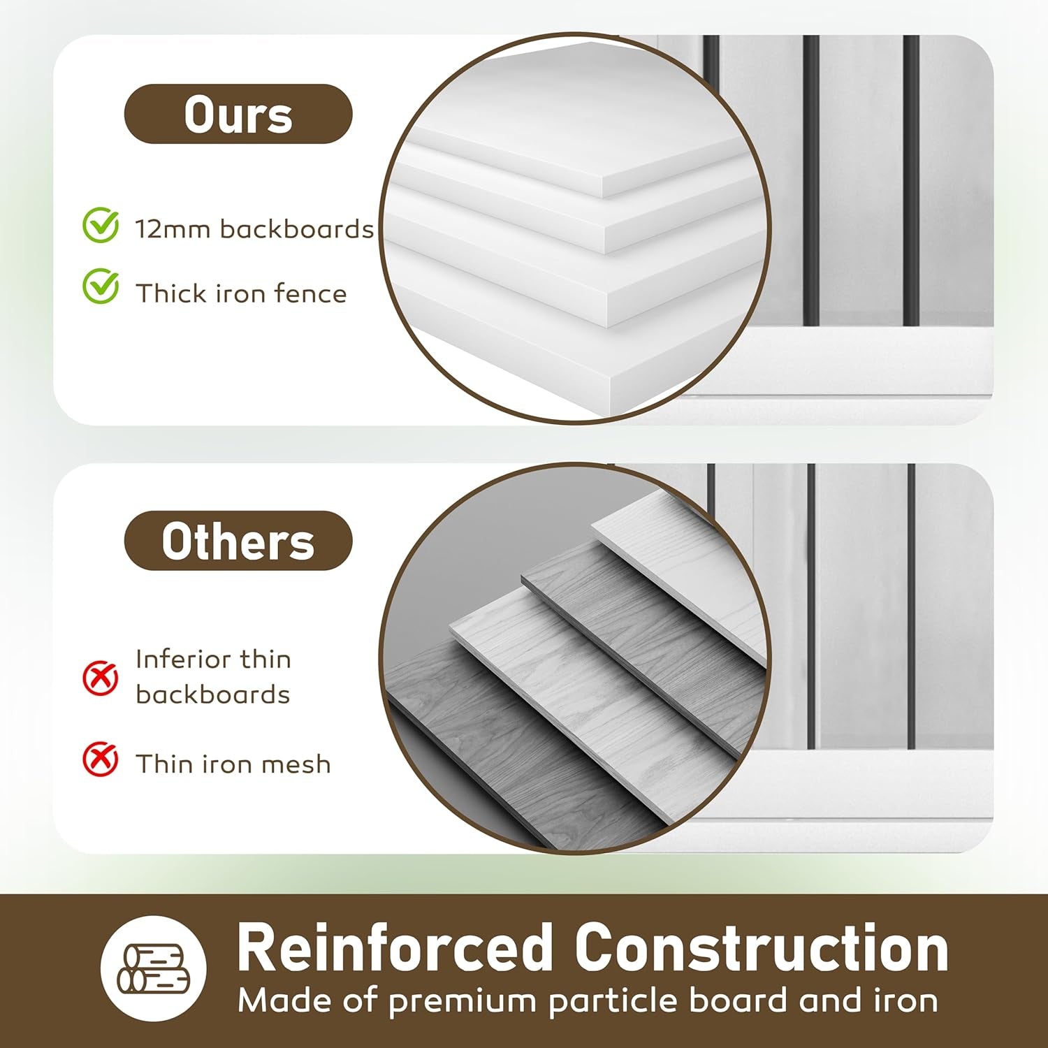 63" L X 24" W X 33" H Double Wooden Dog Cage Table with 2 Large Drawers & Safety Locks, Large Dog Crate Furniture for 2 Dogs with Removable Divider, Decorative Indoor Dog Kennel Furniture