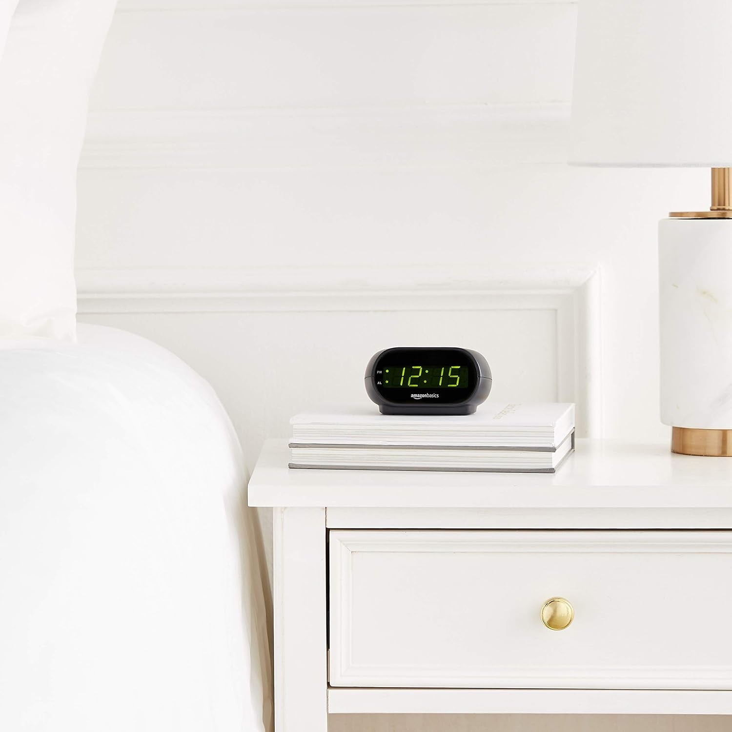 Small Digital Oval Alarm Clock with LED Display, Nightlight & Battery Backup, Black, 4.5 X 3.5 X 2.4 Inches