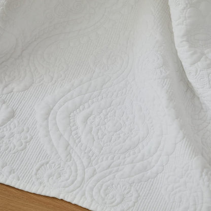 White Damask Quilted Pillow Shams Cotton King Size Pillow Cases Set of 2 Comfy Soft Decorative Pillow Covers for Bed Pillows