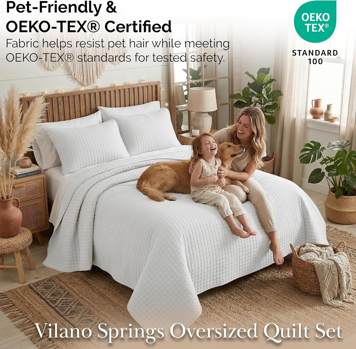 King Quilt Bedding Set with Shams, Coverlet Quilt King Size Bedspread, Luxury Bedding, Bed Spread for Kings/California Kings, Lightweight Quilted Coverlet, White Quilts