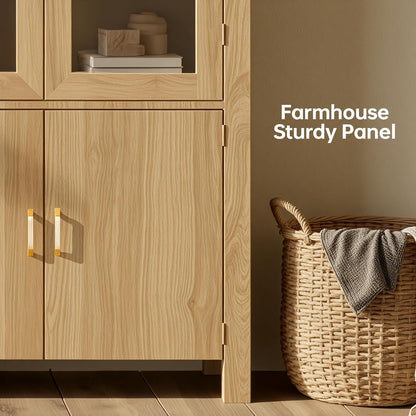 71" Tall Arched Kitchen Pantry, Modern Farmhouse Wood Kitchens Storage Cabinets, Versatile Cupboard for Dining Room, Kitchen, Wood