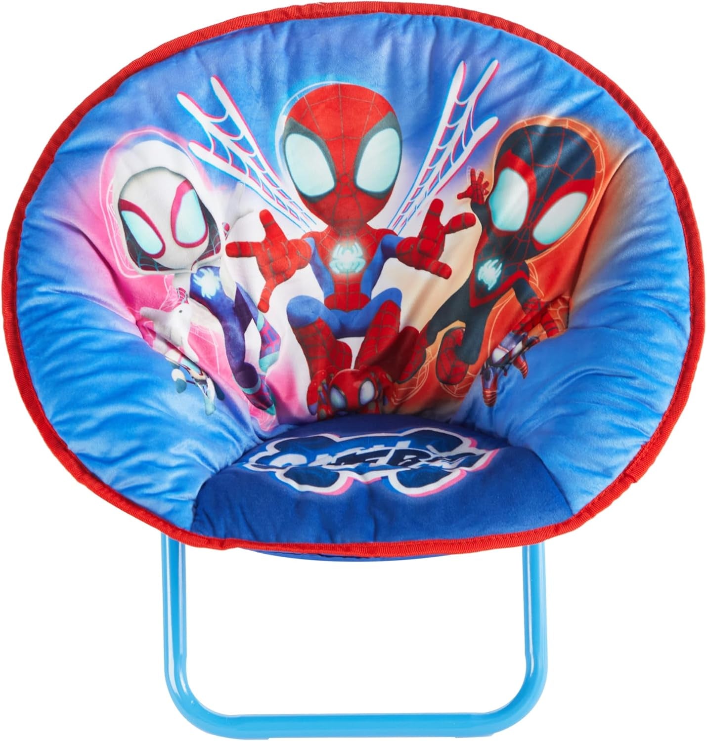 Marvel Spidey and His Amazing Friends Toddler Saucer Chair 19” Folding Kids Chair, Ages 3+, Portable & Lightweight, Cozy Padded Seat for Playroom, Bedroom