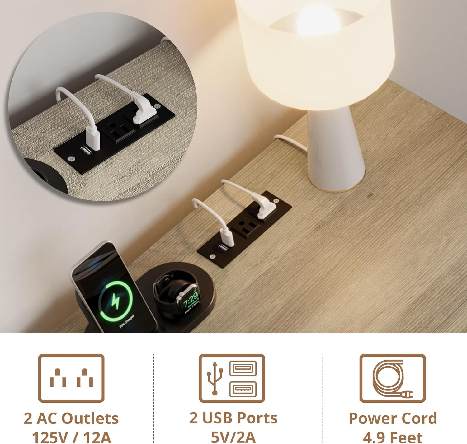 Dog Crate Furniture for Small Dogs, Wooden Dog Kennel with Flip Top Drawer, Indoor Pet Crate End Table with Charging Station, Steel-Tube Dog Cage, Rustic Brown