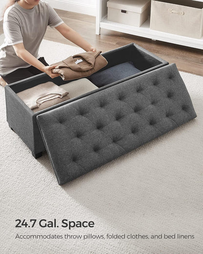 Storage Ottoman Bench, Foot Rest with Legs, 15.7 X 43.3 X 15.7 Inches, End of Bed Bench, Storage Chest, Load up to 660 Lb, for Living Room, Bedroom, Entryway, Dark Gray ULSF088G01