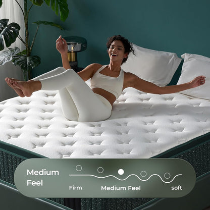 12 Inch King Size Hybrid Mattress in a Box – Medium Firm Memory Foam & Pocket Coils – Cooling Comfort, Motion Isolation & Pressure Relief