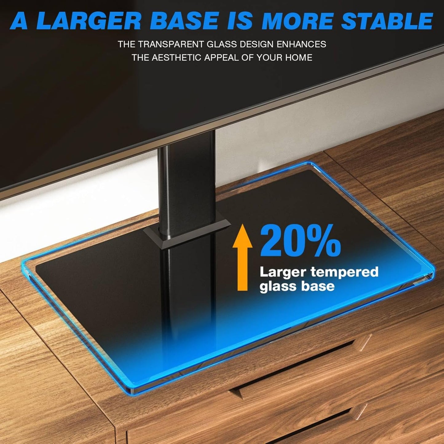 Universal Table Top TV Stand TV Base Replacement for Most 27-60 Inch LCD LED Flat Curved Screen Tvs Holds up to 88Lbs, Height Adjustable TV Mount Stand with Tempered Glass Base, VESA 400X400Mm