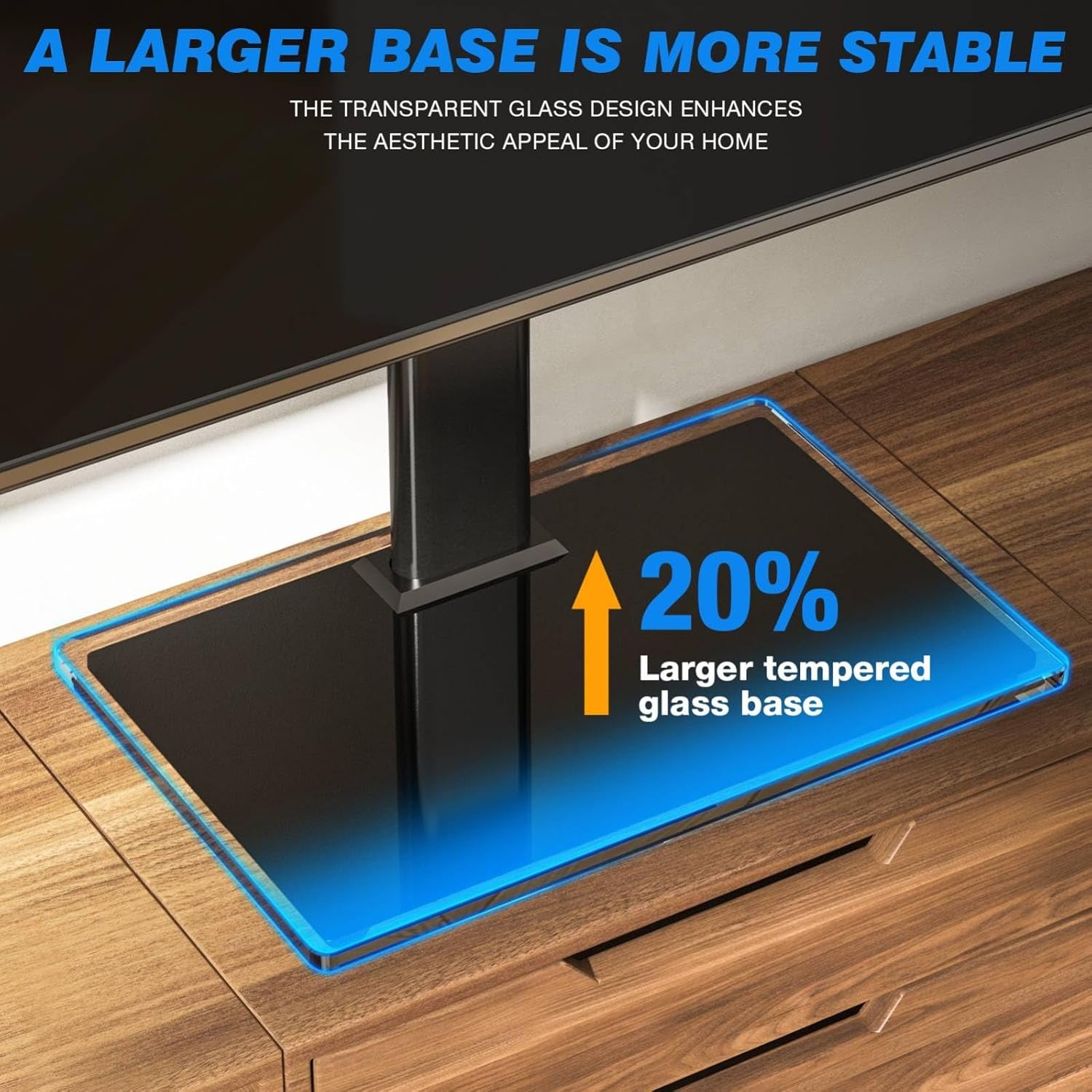 Universal Table Top TV Stand TV Base Replacement for Most 27-60 Inch LCD LED Flat Curved Screen Tvs Holds up to 88Lbs, Height Adjustable TV Mount Stand with Tempered Glass Base, VESA 400X400Mm