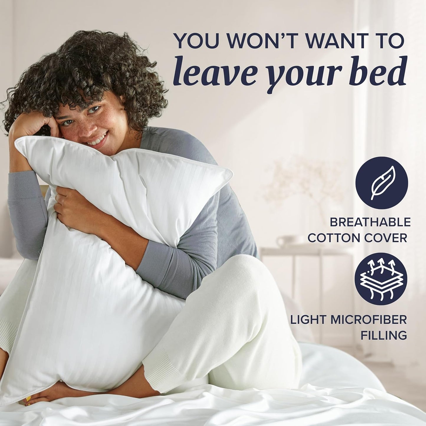 Bed Pillows King Size Set of 2 - down Alternative Pillow for Back, Stomach or Side Sleepers