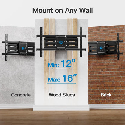 Full Motion TV Wall Mount for Most 37-75 Inch Tvs up to 132Lbs, Wall Mount TV Bracket Articulating Swivel Tilt Extension Leveling Max VESA 600X400Mm Fits 12/16" Wood Stud, PILFK1