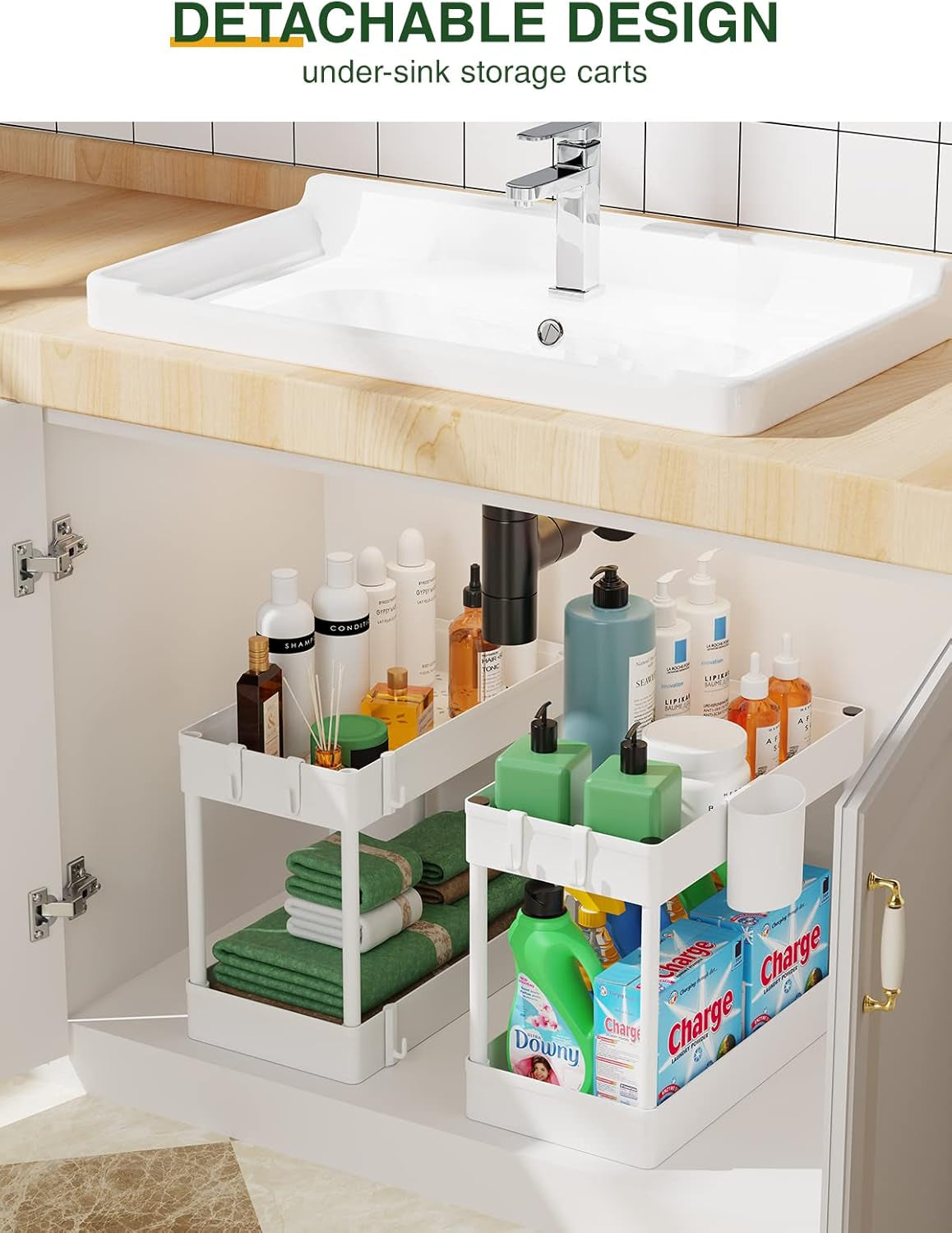 Slim Rolling Storage Cart - 4 Tiers Bathroom Organizer Utility Cart Slide Out Storage Shelves Mobile Shelving Unit for Kitchen, Bedroom, Office, Laundry Room, Small Narrow Spaces (7.1" W+White)