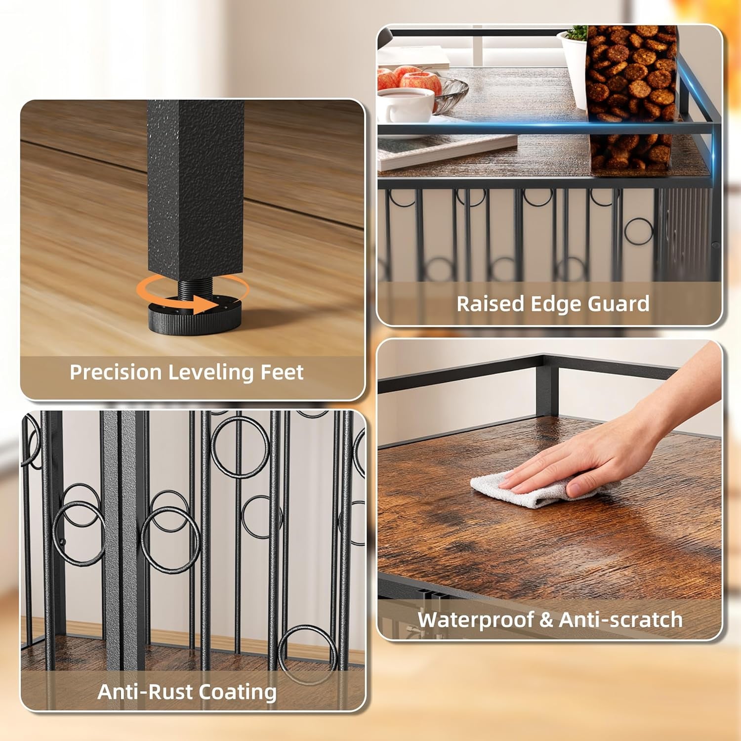 48 Inch XL Dog Crate Furniture for Extra Large Dogs, Heavy Duty Wooden Dog Kennel Table with Storage Shelf, Unique Modern round Decorative Pet Crate End Table, Sturdy Indoor Dog House