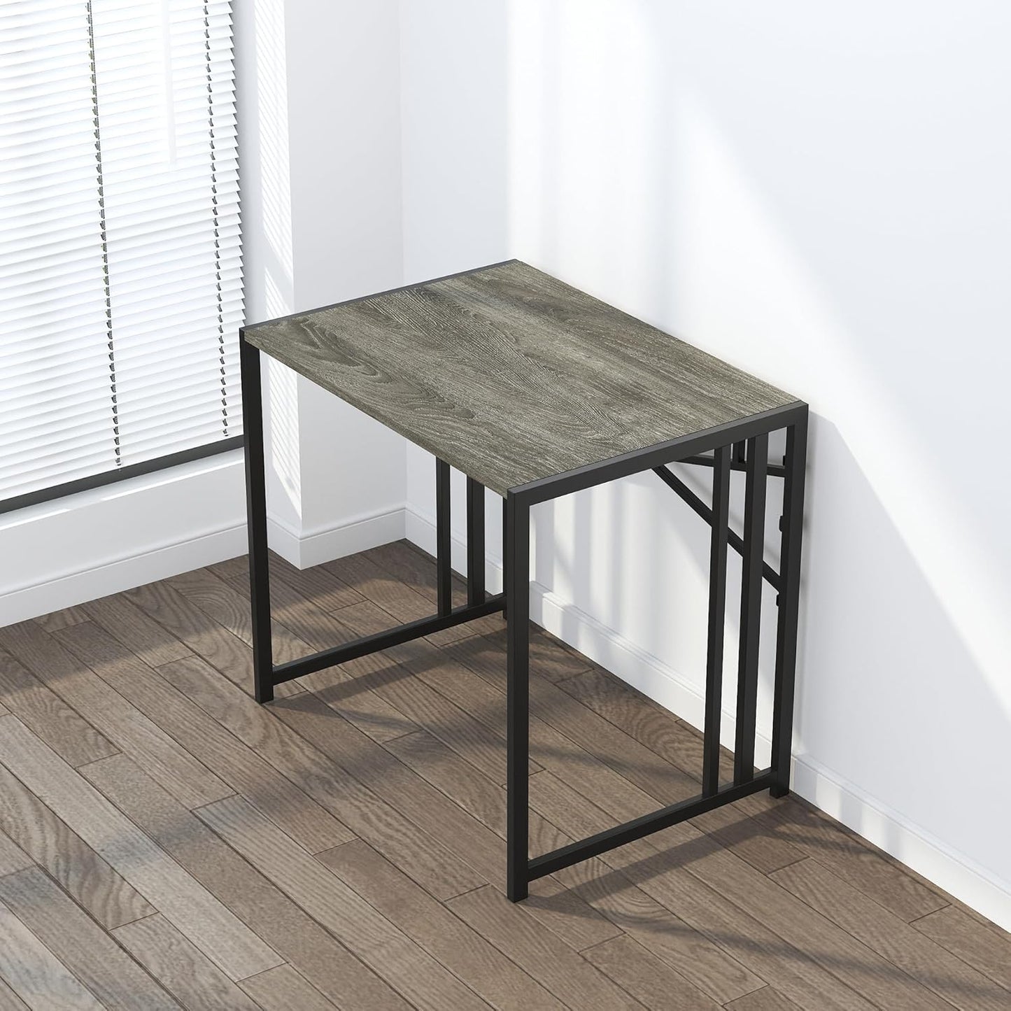 Small Folding Desk 32 Inch, No Assembly Required Small Office Desk, Writing Gaming Computer Camping Desk, Beige