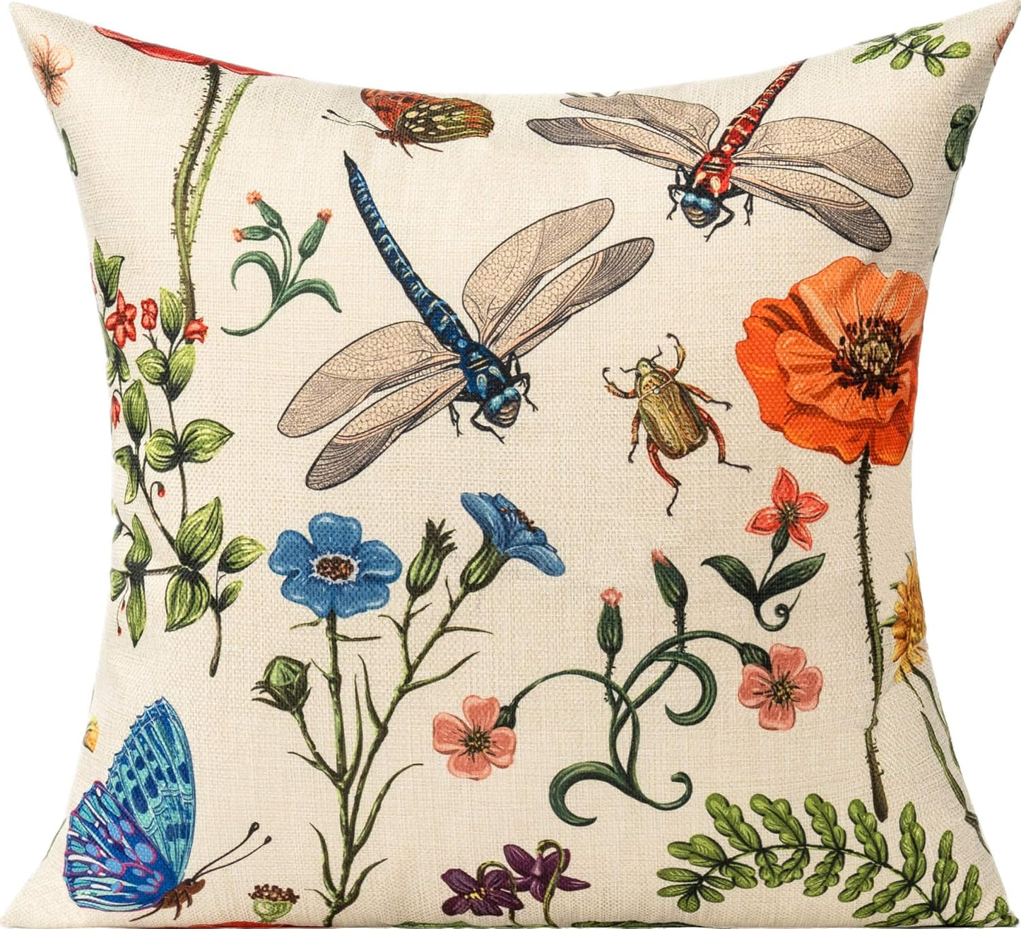 Outdoor Patio Throw Pillow Covers 18X18 Set of 4 Spring Summer Garden Flowers Farmhouse Décor outside Furniture Bench Chair Decorative Cushion Cases for Swing Deep Seat Bed Couch Sofa