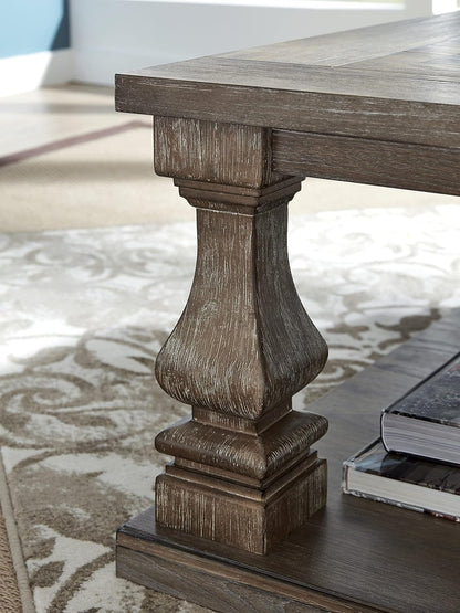 Johnelle Farmhouse Coffee Table with Weathered Gray Finish, Gray