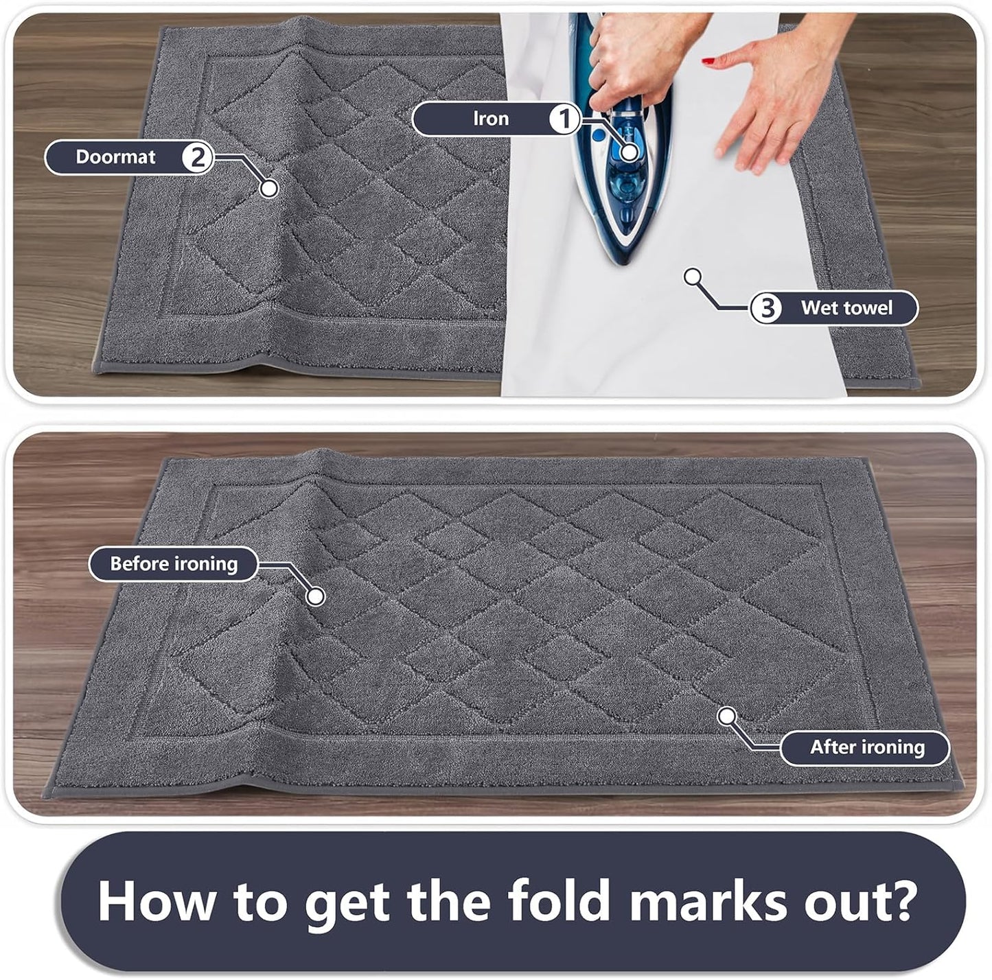 Dirt Trapper Door Mat 20" X 32", Washable Indoor Doormat Rubber Backing Non Slip, Resist Dirt and Absorbent Entrance Mat, Low Profile inside Floor Mats for Front Back Door and Entryway, Grey