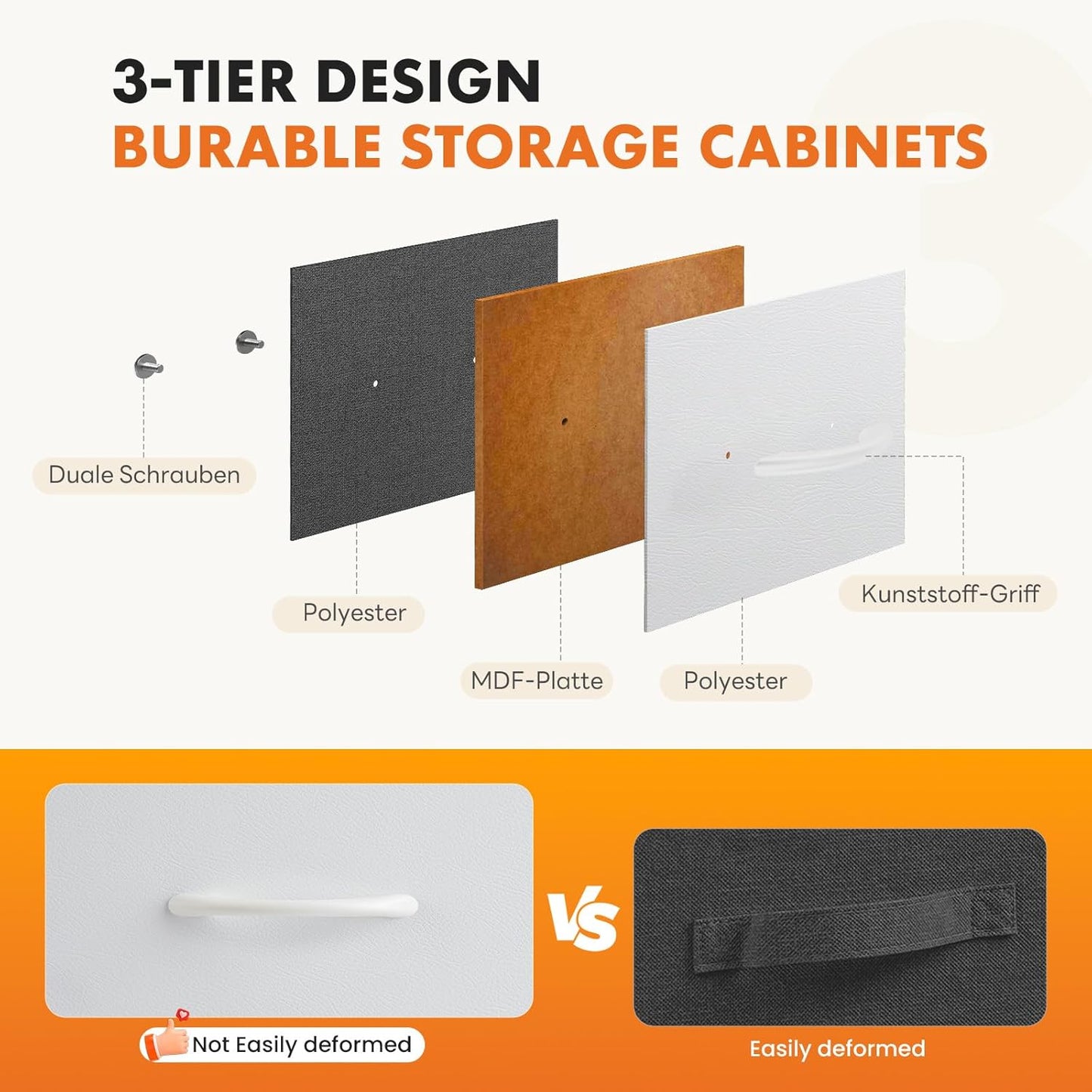 Dresser for Bedroom with 8 Drawers, Anti-Tip Tall Fabric Chests Storage Organizer Tower Furniture with Wooden Top Metal Frame for Clothes, Closet, Living Room, Hallway, Entryway