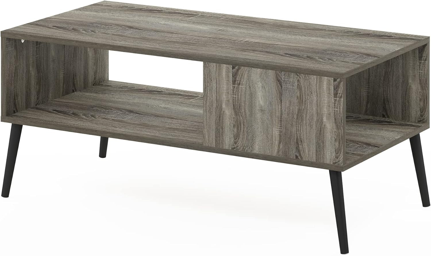 Claude Mid Century Style Coffee Table with Wood Legs, French Oak Grey Large Non-Lift Top