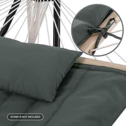 Portable Double Rope Hammock with Pad, Two Person Tree Hammock for Garden, Backyard, Patio, Poolside, Gray Green
