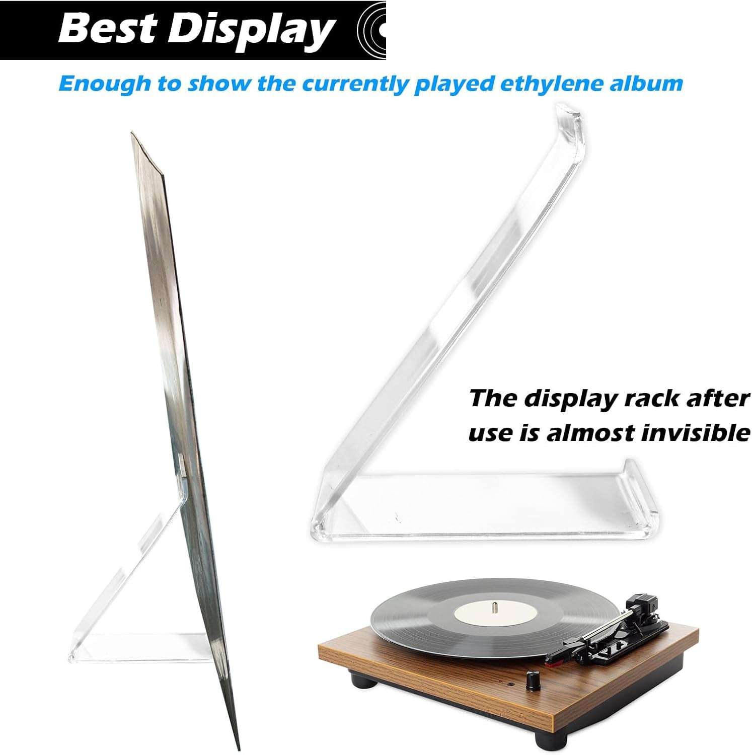 6 Pack Vinyl Record Stand Display, Clear Acrylic Tabletop Album Now Playing Holder, Album Record Holder LP Vinyl Record Storage Display Stand