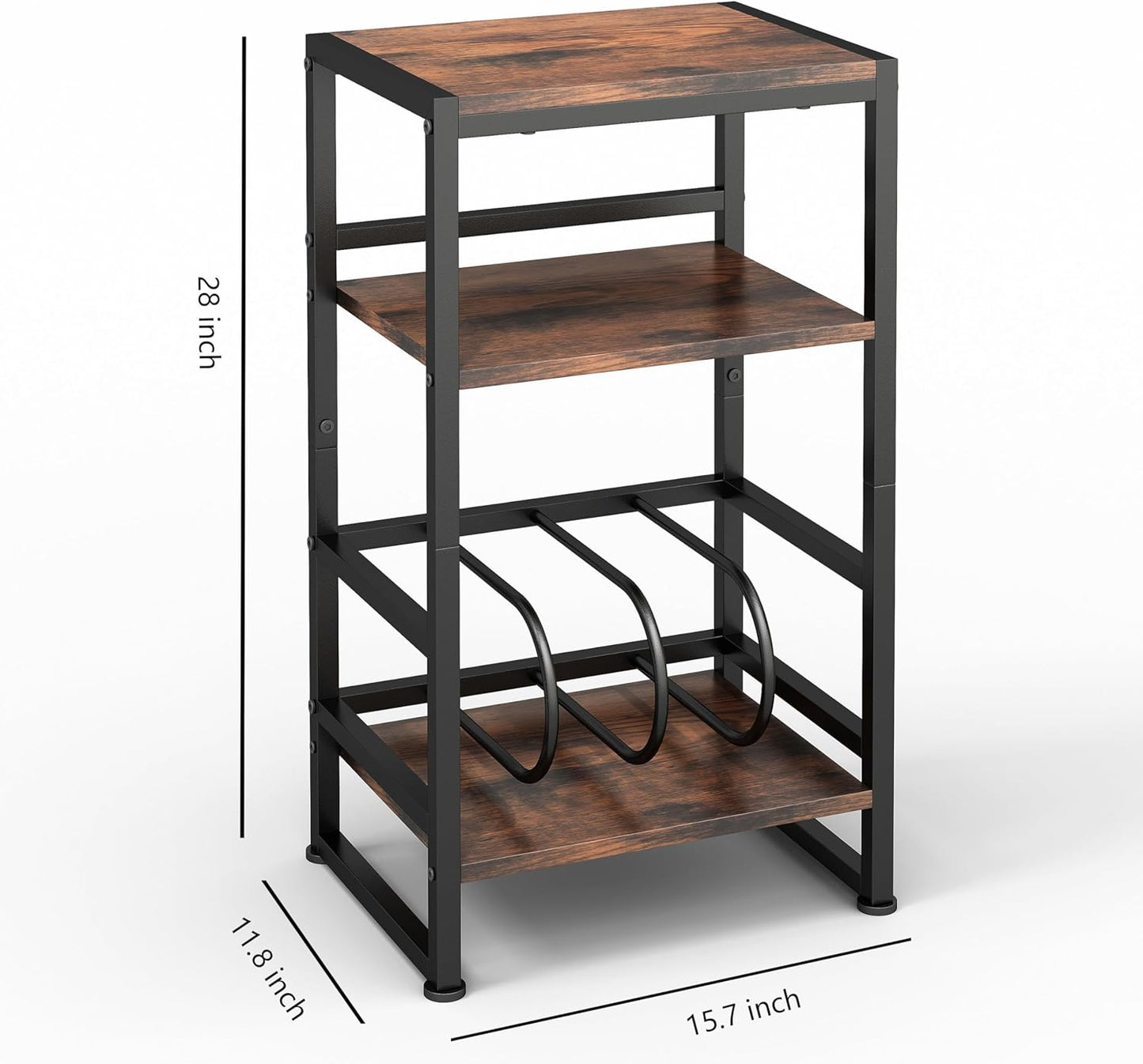 Record Player Stand,3-Tier Record Player Table with U-Shaped Vinyl Storage up to 120 Albums,28" H End Table Turntable Stand with Storage,Record Table Vinyl for Living Room Bedroom