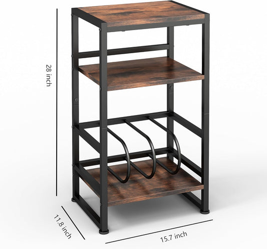 Record Player Stand,3-Tier Record Player Table with U-Shaped Vinyl Storage up to 120 Albums,28" H End Table Turntable Stand with Storage,Record Table Vinyl for Living Room Bedroom