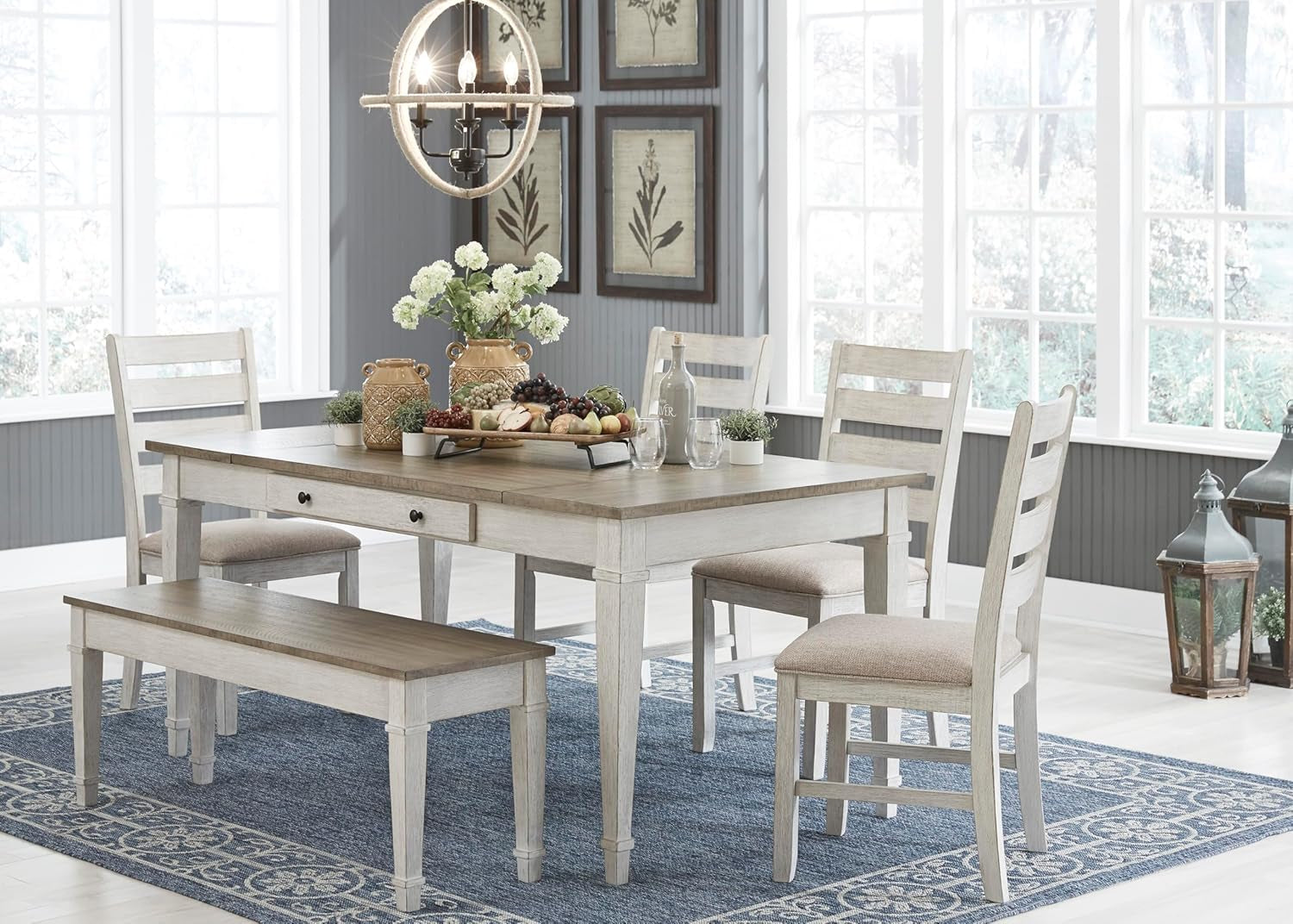 Skempton Modern Farmhouse Dining Room Chair, 2 Count, Whitewash
