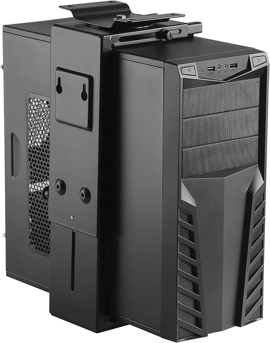 Adjustable under Desk Computer Mount and Wall Mount, CPU Holder Fits Most PC or Computer Cases, Adjustable Height and Width, Full 360 Swivel, up to 22 Lb, Hardware Included