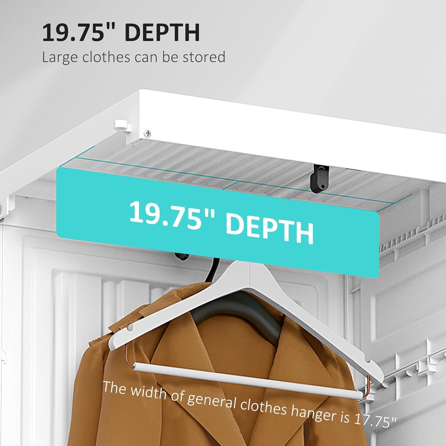 Portable Wardrobe Closet, Folding Clothes Storage Organizer with 8 Cube Compartments, 2 Hanging Rods, 11 Magnet Doors, White
