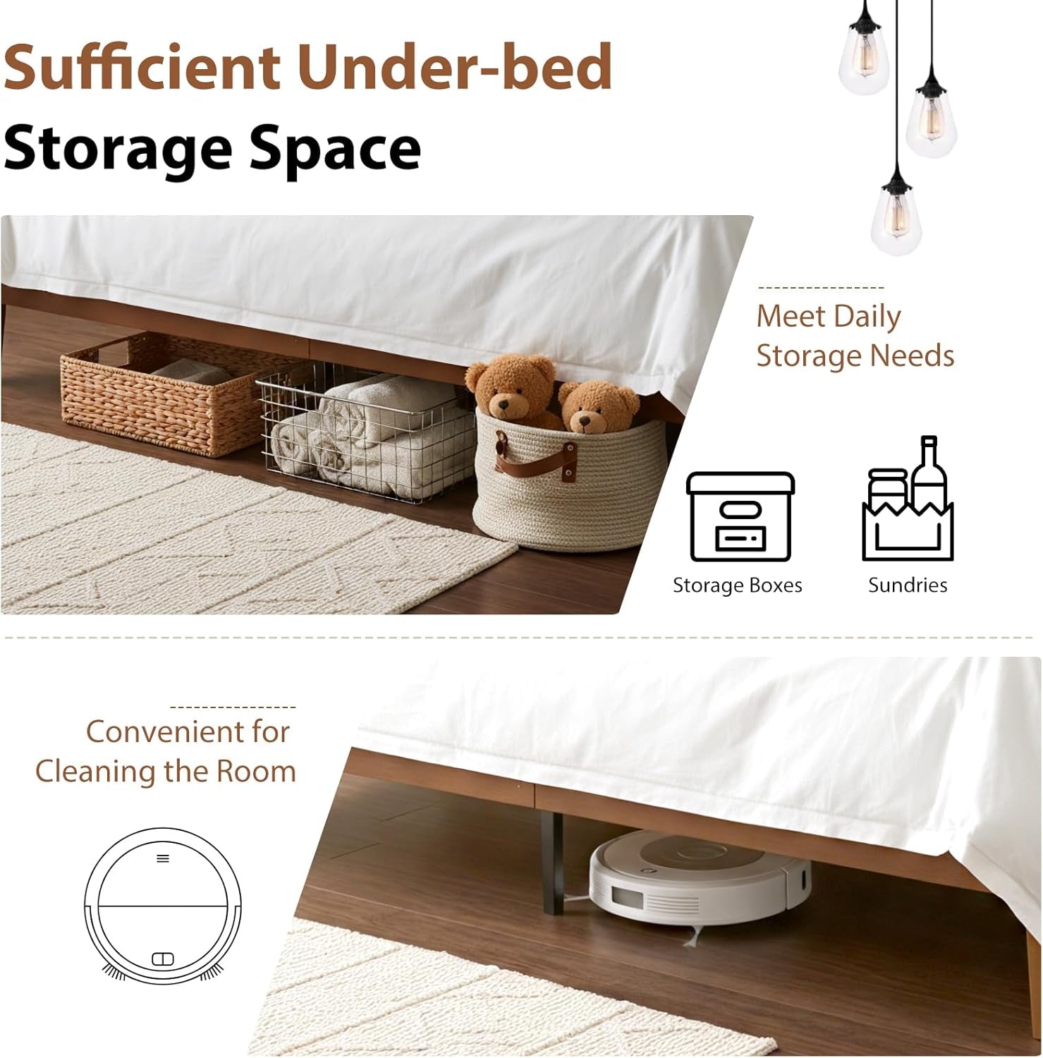 Solid Wood Bed Frame, Full Size Bed Base with Wood Slat Support, Sturdy, Stylish & Noise-Free Design, No Box Spring Needed, Easy Assembly, Dark Brown