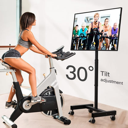 Mobile TV Cart, Rolling TV Stand for 13-50 Inch with 30° Tilt Universal Tvs Cart for LED/LCD/OLED Height Adjustable Floor TV Stand Holds 44Lbs Portable Monitor Stand Max VESA 200X200Mm