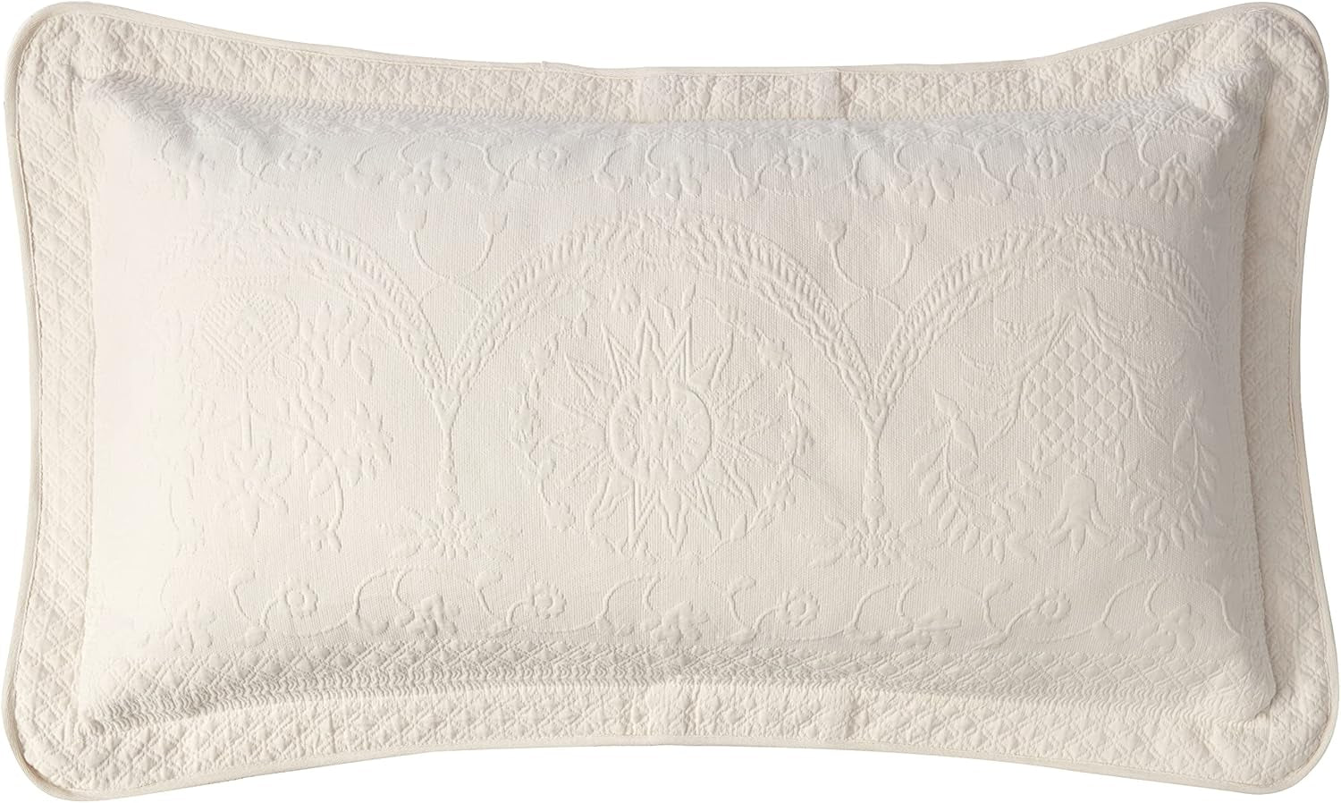 King Charles Modern Farmhouse Floral Matelasse Decorative Pillowcase, 100% Cotton Breathable Bedding, King Sham (20" X 36"), Ivory