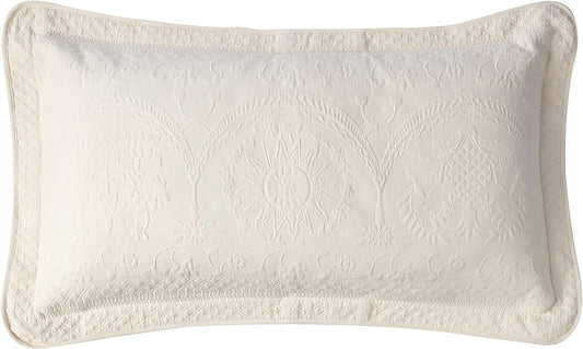 King Charles Modern Farmhouse Floral Matelasse Decorative Pillowcase, 100% Cotton Breathable Bedding, King Sham (20" X 36"), Ivory