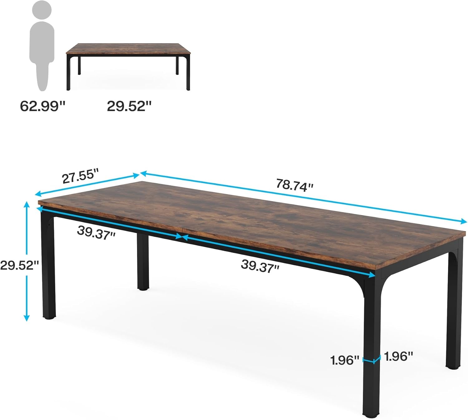 78.7 Inches Extra Long Computer Desk 2 Person Desk, Double Long Desk, Workstaion for Home Office
