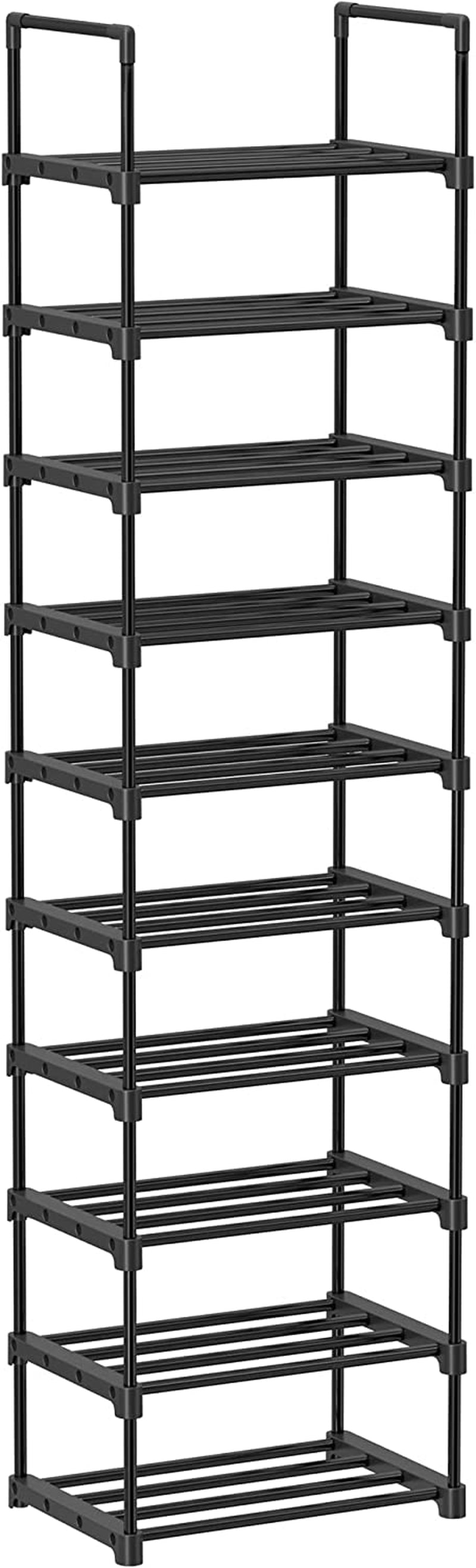 Shoe Rack, 2-Tier Shoe Organizer, Metal Storage Shelf, Upright or Upside Down, for 6-9 Pairs, Stackable, for Entryway, 11.8 X 26.8 X 13.2 Inches, Black ULSA202B01