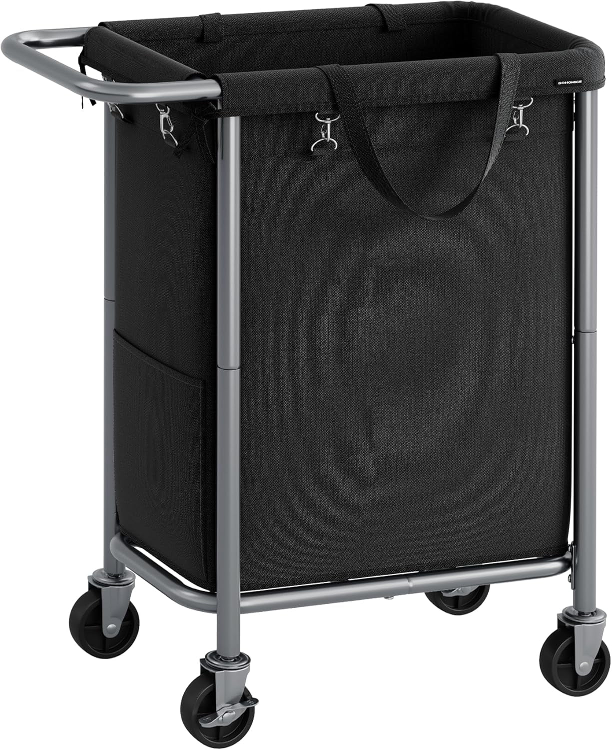 Laundry Basket with Wheels, 3-Section Rolling Laundry Hamper, 52.8 Gallons (200L), Removable Liner, Steel Frame with Handle, Blanket Storage, 35.8 X 15.4 X 31.9 Inches, Cream White URLS005W01