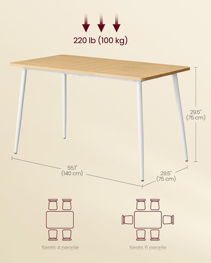 Dining Table, Dining Room Table for 4-6 People, Modern Farmhouse, for Kitchen, Quick Assembly, Heat-Resistant Surface, 29.5 X 55.1 X 29.5 Inches, Golden Oak and Cloud White UKDT100N01V2