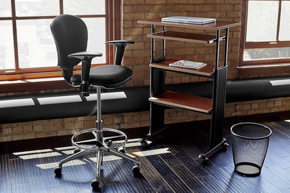 1929CY MUV Mobile Stand-Up Height-Adjustable Desk,Keyboard Storage, Steel Frame Construction, Durable Melamine Laminate Work Surface, 4 Wheels, Narrow Design