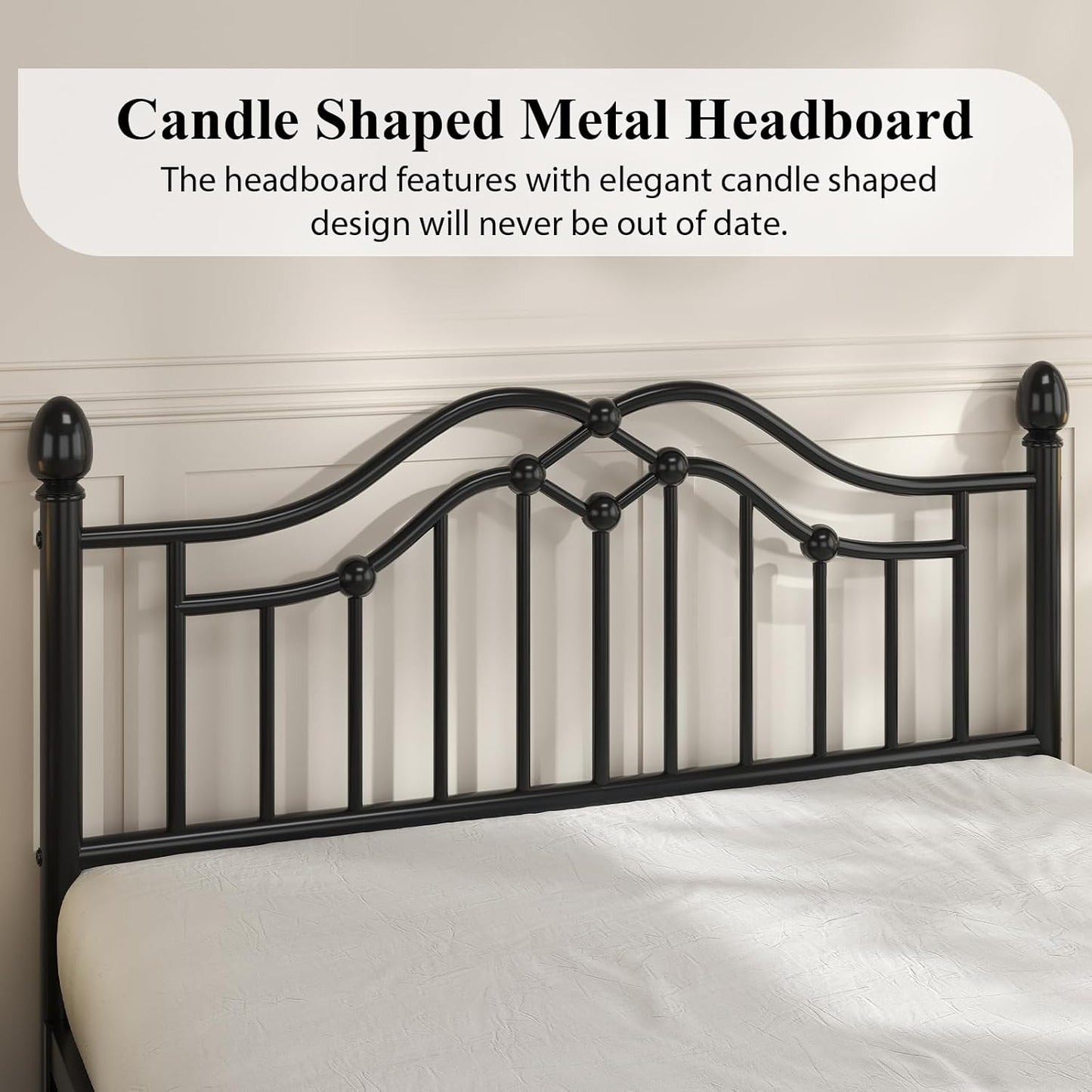 Queen Metal Bed Frame with Headboard and Footboard, Modern Iron Platform Bed Frame Support up to 1200LBS, under Bed Storage, No Box Spring Needed, Easy Assembly, Black