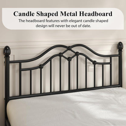 Queen Metal Bed Frame with Headboard and Footboard, Modern Iron Platform Bed Frame Support up to 1200LBS, under Bed Storage, No Box Spring Needed, Easy Assembly, Black