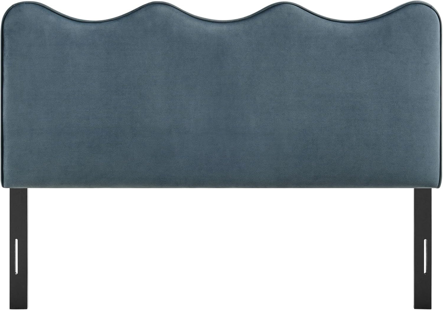 Monday Athena King Size Performance Velvet Adjustable Headboard in Cadet Blue - with Scalloped Wave Design and Stain-Resistant Velvet Upholstery