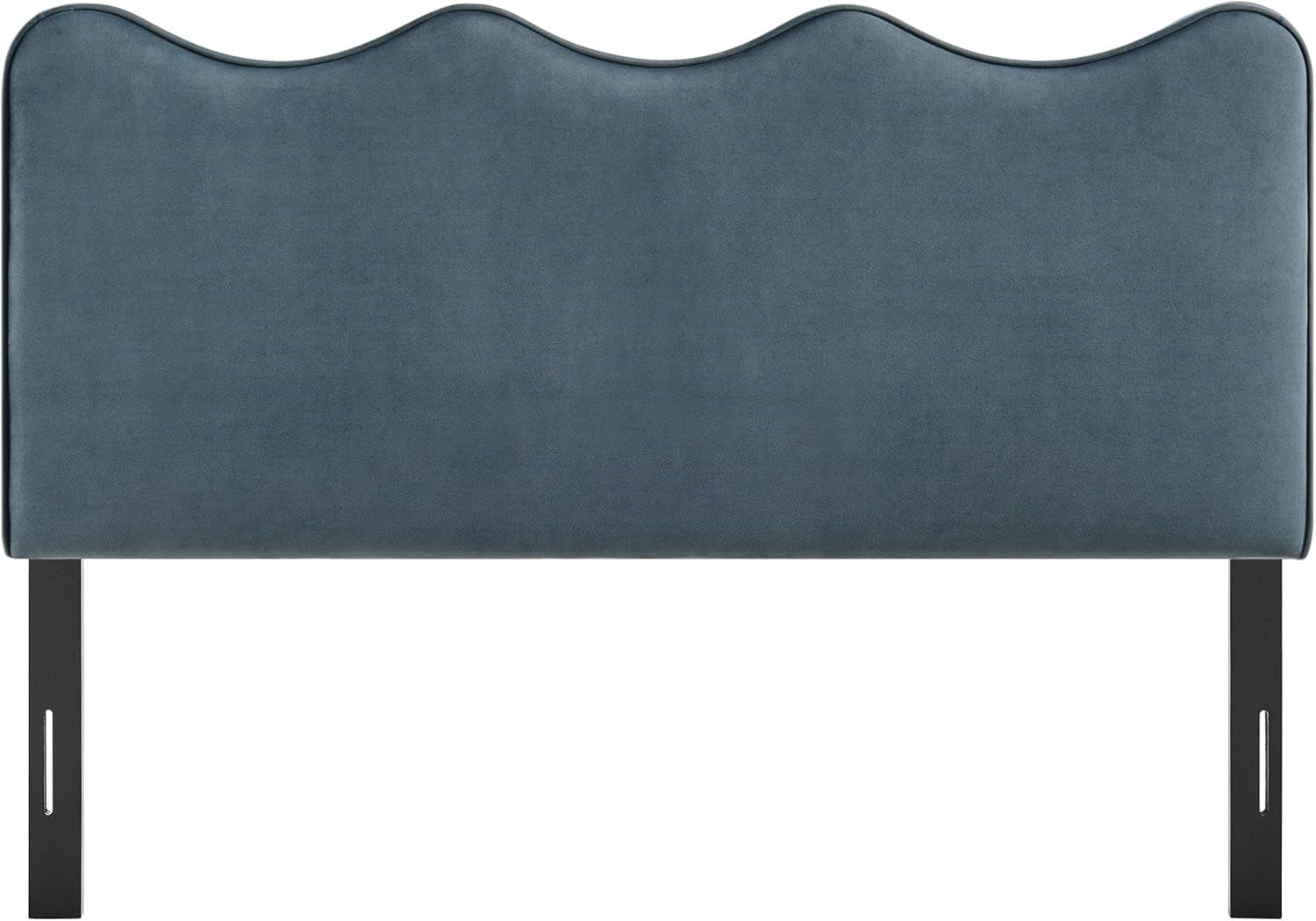 Monday Athena King Size Performance Velvet Adjustable Headboard in Cadet Blue - with Scalloped Wave Design and Stain-Resistant Velvet Upholstery
