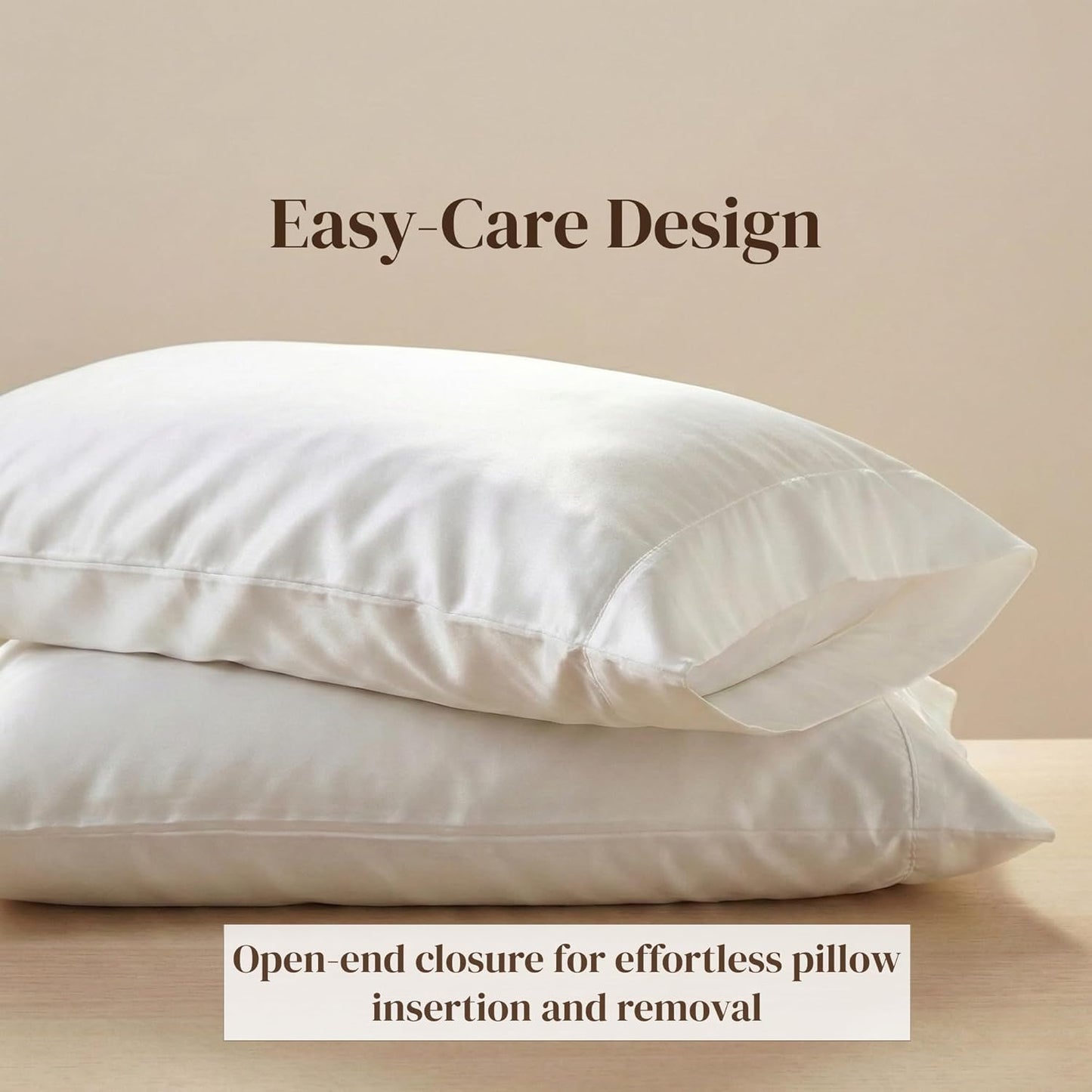 Pillowcases King Size Set of 2, Cool Touch Cotton Sateen Fabric, 500TC, Silky Smooth & Soft, Open End, White