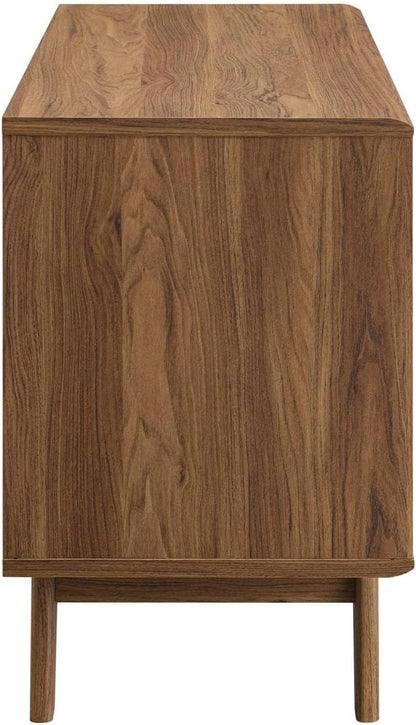Render Mid-Century Modern Vinyl Record Storage Display Cabinet, 37 Inch, Walnut