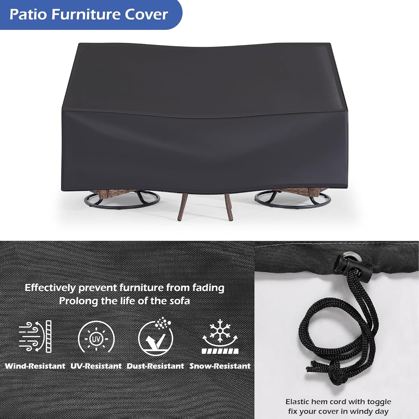 Patio Furniture Sets, 3 Pieces Wicker Outdoor Furniture - 360 Degree Swivel Rocking Chairs and Rattan Side Table for Garden,Porch,Backyard (Brown Wicker/Blue Cushion, 3PCS - Swivel Chairs)