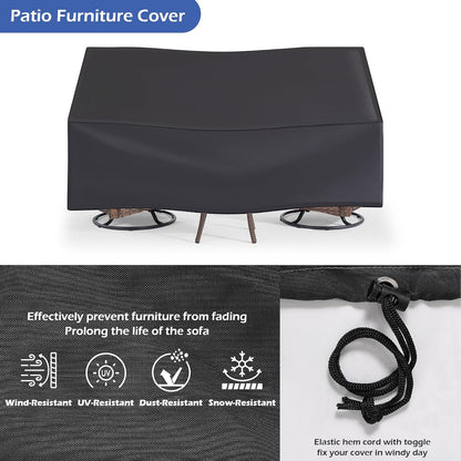 Patio Furniture Sets, 3 Pieces Wicker Outdoor Furniture - 360 Degree Swivel Rocking Chairs and Rattan Side Table for Garden,Porch,Backyard (Brown Wicker/Blue Cushion, 3PCS - Swivel Chairs)