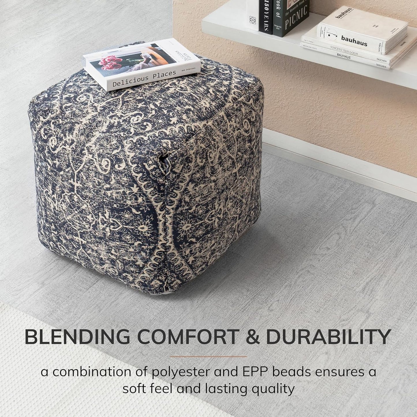 100% Handmade & Handcrafted Comfortable Home Décor Pouf Ottoman Footrest for Living Room, Bedroom, Nursery, Kidsroom, Patio Furniture - Hanalei