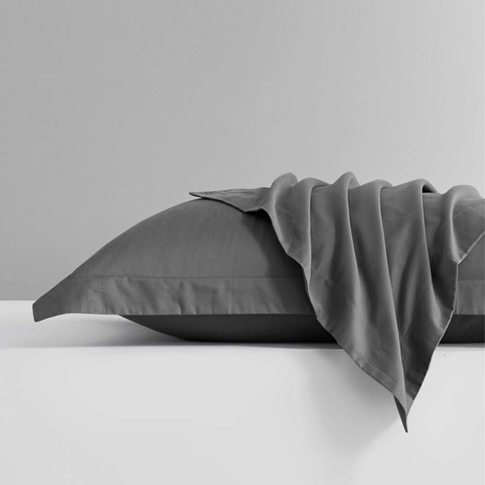 Microfiber King Pillow Shams Set of 2, Fade, Wrinkle and Shrinkage Resistant Soft Pillow Covers with Envelope Closure Euro Sham Covers (Dark Grey, 20X36 Inches)