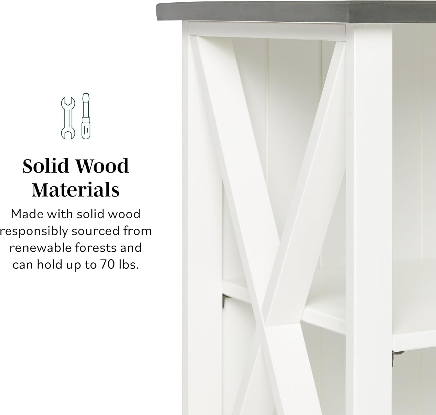 2 Tier Modern Farmhouse Wood Bookcase Bookshelf Storage Home Office Storage Cabinet, 52 Inch, White