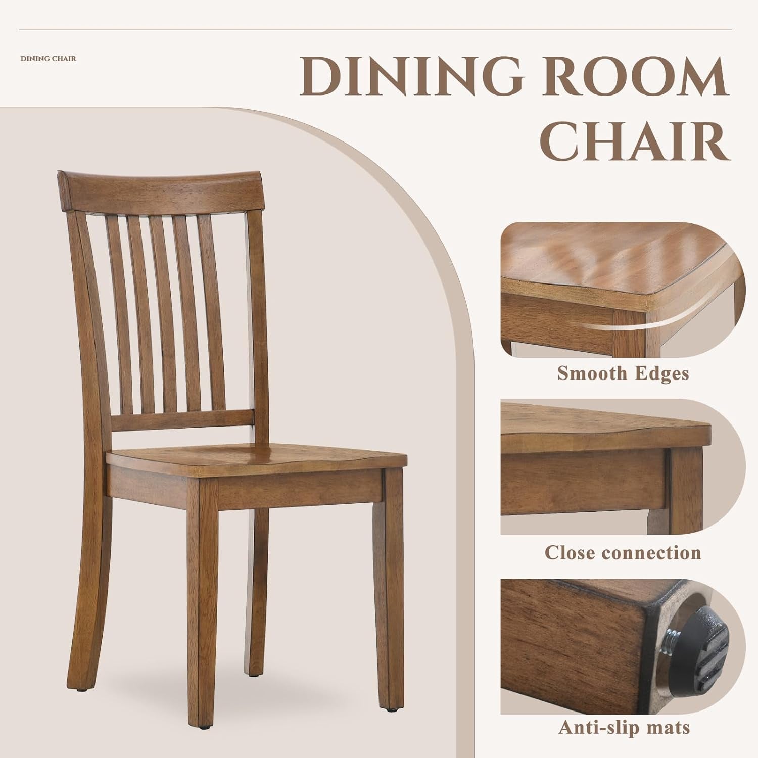 Wooden Dining Chairs Set of 4, Spindle High Back Windsor Kitchen Side Chair, Farmhouse Dining Chairs for Kitchen and Dining Room, Light Brown